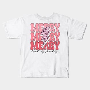 Merry Christmas Pink Kids T-Shirt